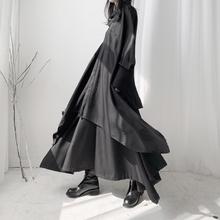 套装女春秋季2023新款韩版暗黑风小众不对称宽松衬衫半身裙两件套