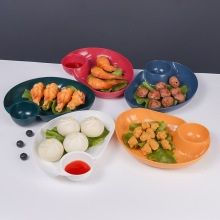 【创意盘子自带蘸料碟】餐饮小吃盘家用水饺子盘子PP塑料餐盘碟子