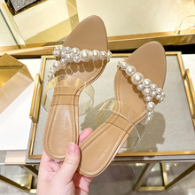 新中式爆款超软拖鞋2024新款珍珠透明凉鞋夏季外穿高跟鞋超仙法式