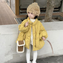 女童冬装羽绒棉服2023新款洋气儿童保暖外套宝宝冬季棉衣黄色棉袄