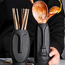 北欧筷子筒陶瓷筷子篓沥水汤勺收纳盒厨房桌面摆件多功能花插笔筒