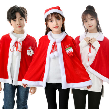 圣诞节服装圣诞节服装成人圣诞披风斗篷儿童圣诞披肩演出服圣诞老