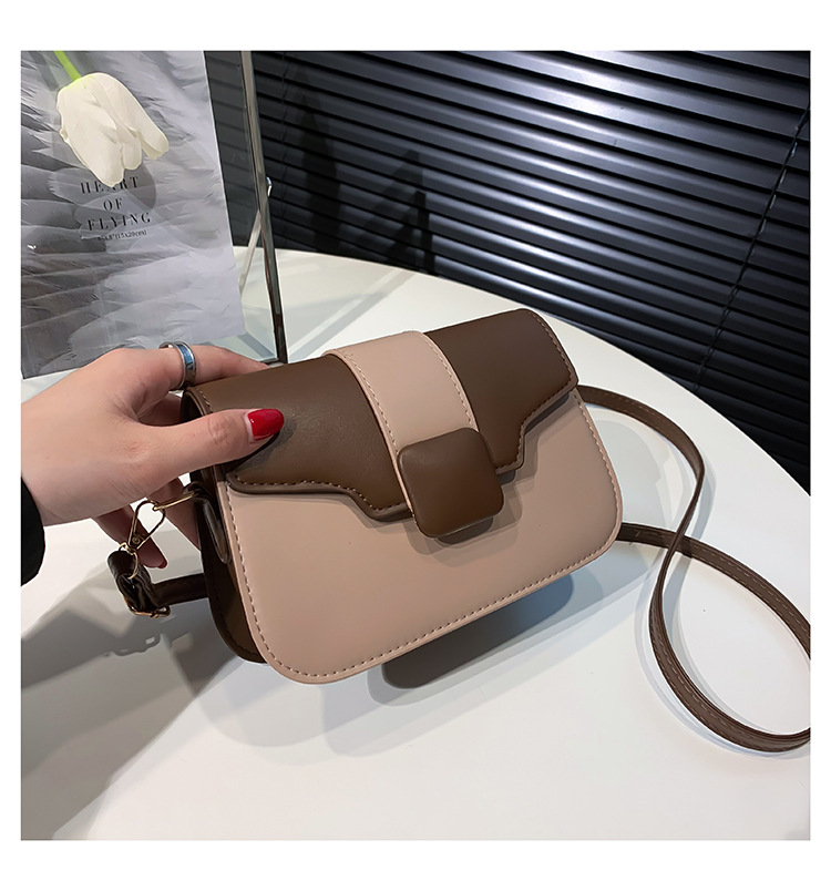 Stylish Good Texture Shoulder Bag 2022 Autumn and Winter Wild Color Contrast Patchwork Crossbody Bag PU Leather Large Capacity Commuter Underarm Bag