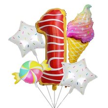 糖果冰淇淋甜甜圈32寸数字生日套装儿童成人节日铝膜升空气球装饰