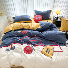 青春男孩篮球贴布刺绣单双人床上用品学生全棉水洗棉三四件套家纺