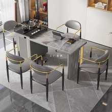 轻奢岩板茶桌椅组合现代简约家用办公室茶桌茶台一体小户型泡茶几