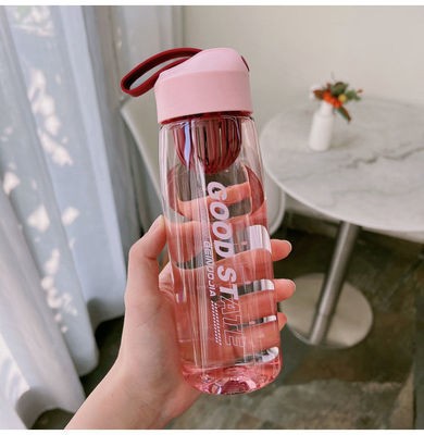 INS Water Cup Men's and Women's Student Water Bottle Portable Strainer Tumbler Sports Bottle Tea Cup Fall Protection Strap Scale Plastic Cup