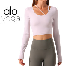 alo yoga春夏季瑜伽服运动服套装女显瘦 紧身长袖晨跑步速干上衣