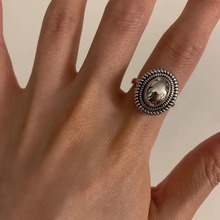 韩版麻花椭圆开口食指戒指女做旧风复古轻奢时尚个性高级设计感