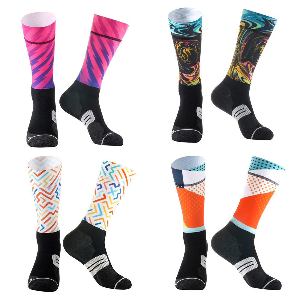 Road Cycling Socks Non-Slip Outdoor Cycling Socks Breaking Wind Bicycle Sports Socks Men's and Women's Elastic Compression Socks Cross-Border