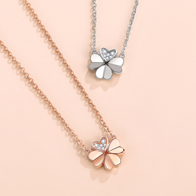 四叶草项链女s925纯银轻奢韩版小众设计锁骨链饰品生日礼物送女友