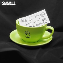 4KRZseeu周边丨不焦绿咖啡套杯强化瓷杯垫茶杯简约水杯300ml套装