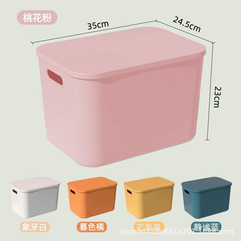 Sundries Desktop Storage Box with Lid Storage Basket Snacks Dormitory Desktop Cosmetics Storage Japanese Style Plastic Storage Box