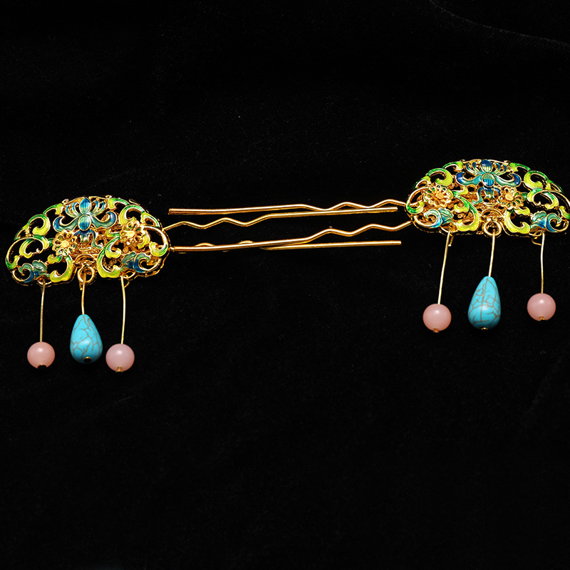 发饰古风步摇装饰发汉服发簪u景泰钗气质服气古装气质景泰蓝流苏