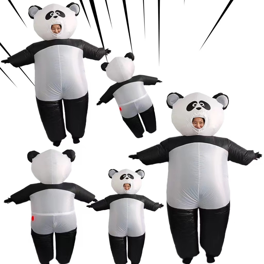 亚马逊热卖大熊猫充气服装亲子角色扮演全身卡通人偶熊猫充气服饰