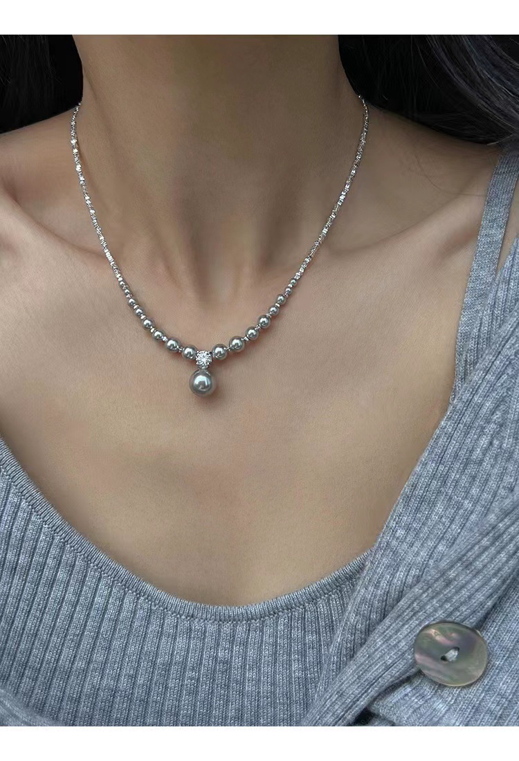 Xiaohongshu Hot-Selling Silver Pearl Necklace with a Little Sense of Design, a Few Pairs of Clavicle Chain Jewelry Women