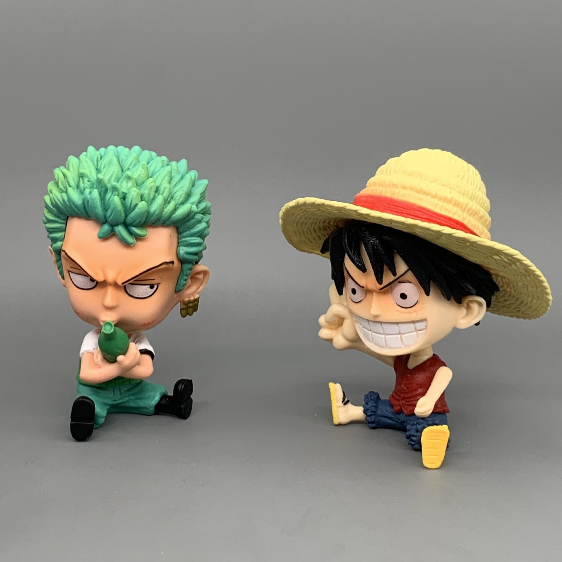 海贼王q版路飞索隆动漫手办模型航海礼品汽车摆件车饰盒装批发