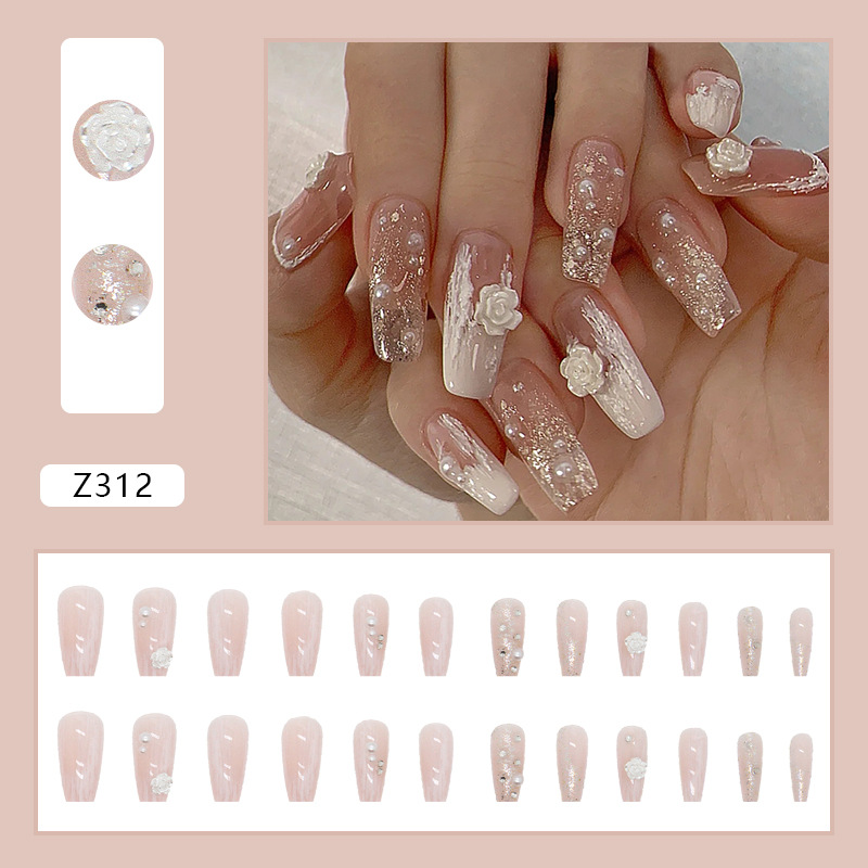 Wear Armor Internet Celebrity Popular Girl White Fake Nails Wholesale Nail Stickers Detachable Finished Product Summer New Product