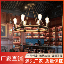 工业麻绳吊灯美式复古loft客厅灯酒吧饭店餐厅包厢火锅店铁艺灯饰