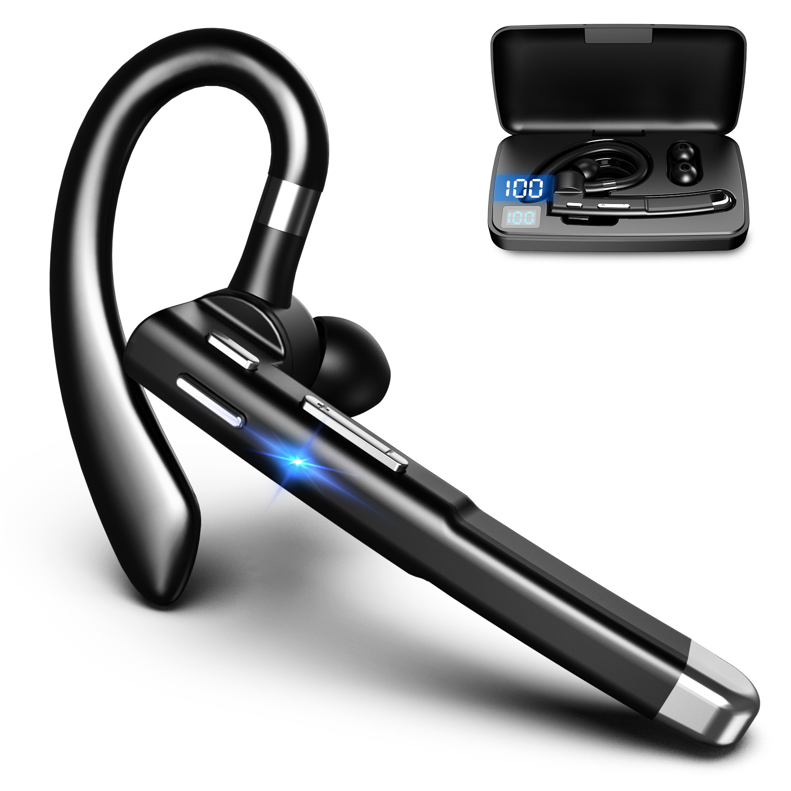 Yyk520 Bluetooth Headset Wireless in-Ear 5.1 Amazon Hot Noise Reduction Sports Waterproof Digital Display Business Headset