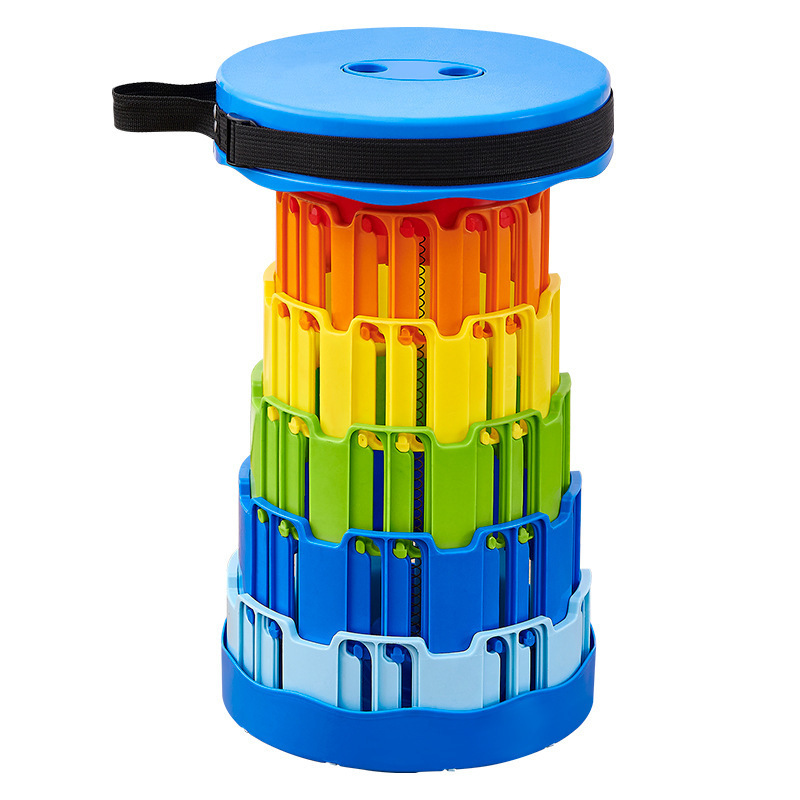 Factory Direct Supply Outdoor Retractable Stool Internet Celebrity Portable Plastic Folding Stool Outdoor Queuing Fishing Rainbow Stool