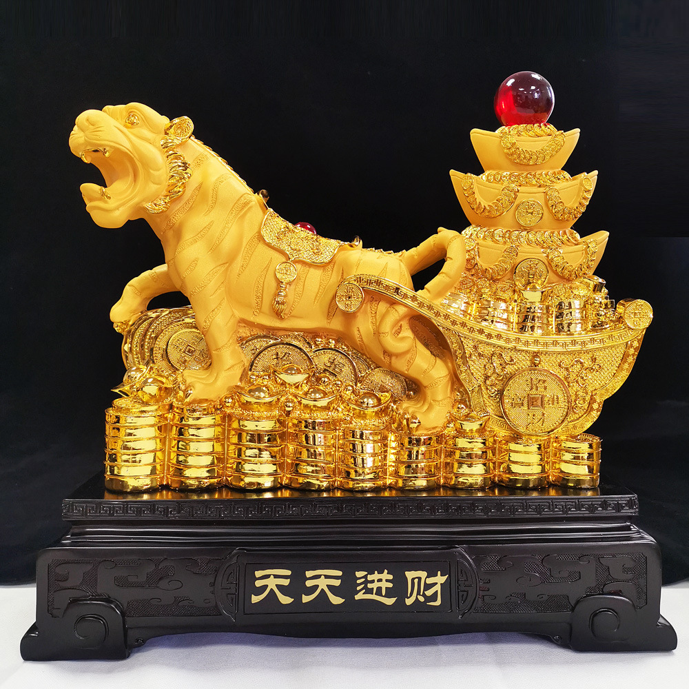 迪万思树脂绒沙金金虎摆件招财虎工艺品年会开业庆典活动礼品批发