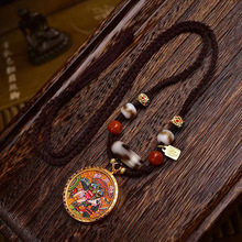 手工编制绳项链手绘扎基拉姆唐卡吊坠虎牙玛瑙天珠藏式文玩锁骨链