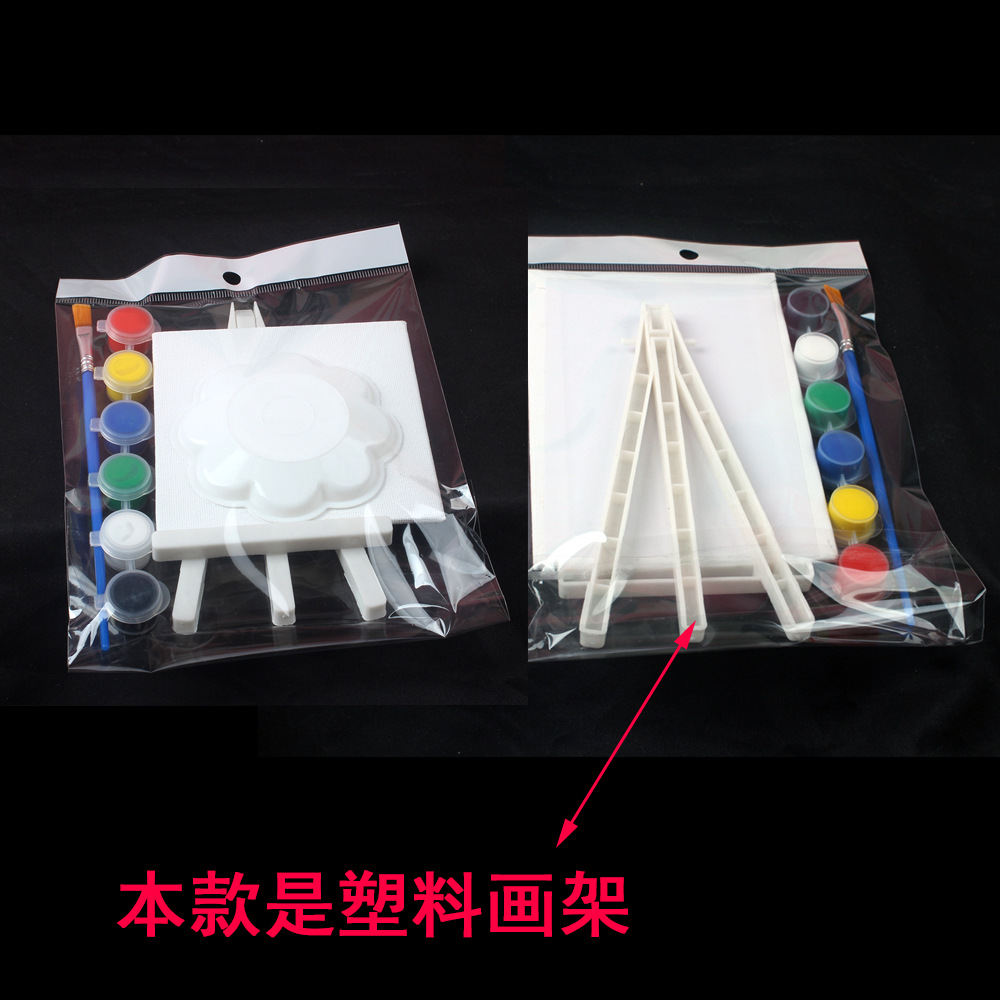 10*10 Canvas Board Children's Mini Diy Graffiti 3mm Thin with Paint Easel Brush Oil Painting Board Set