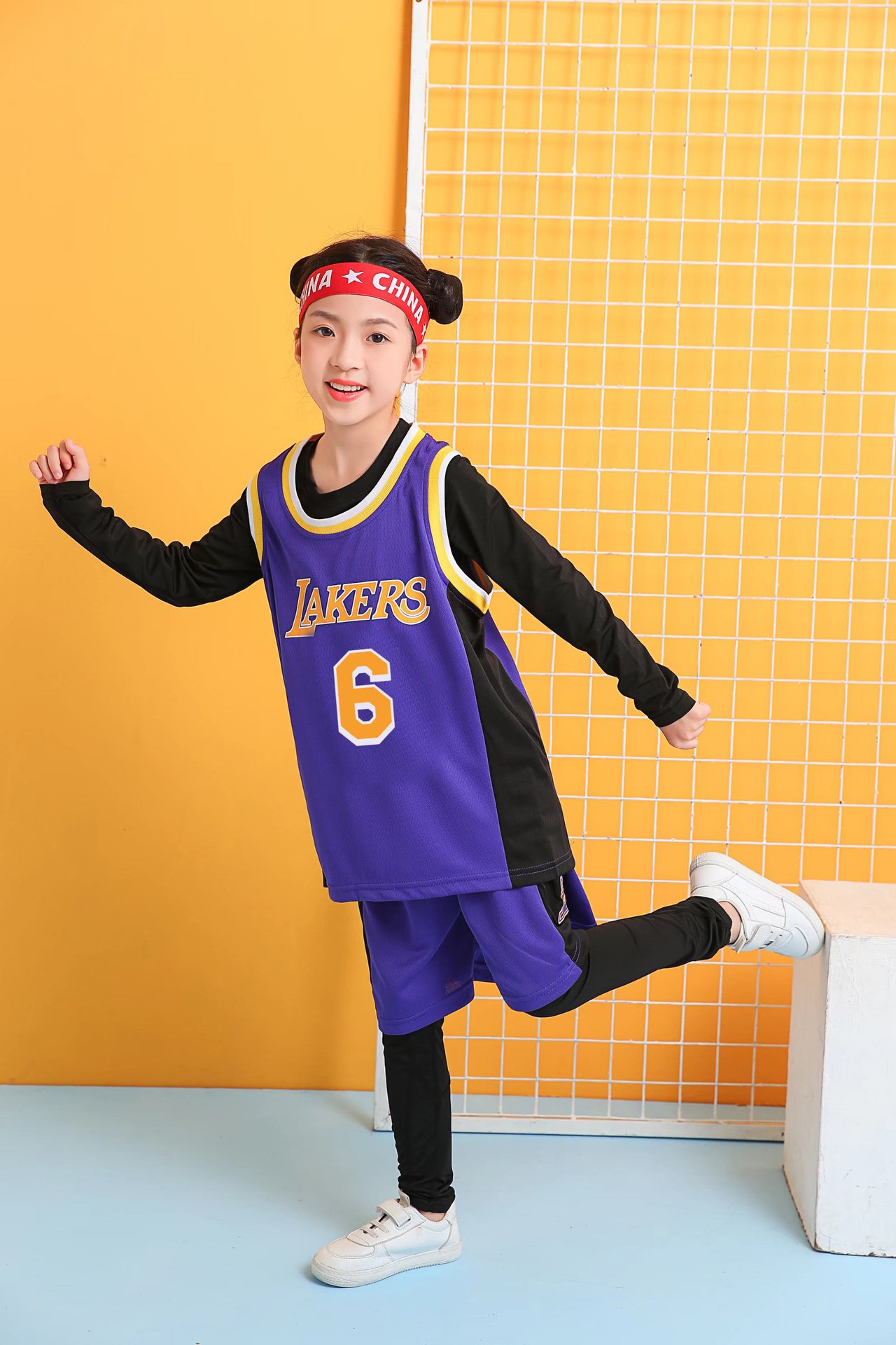 儿童湖人队6号詹姆斯篮球服宝宝比赛训练球衣童装运动班服印字号