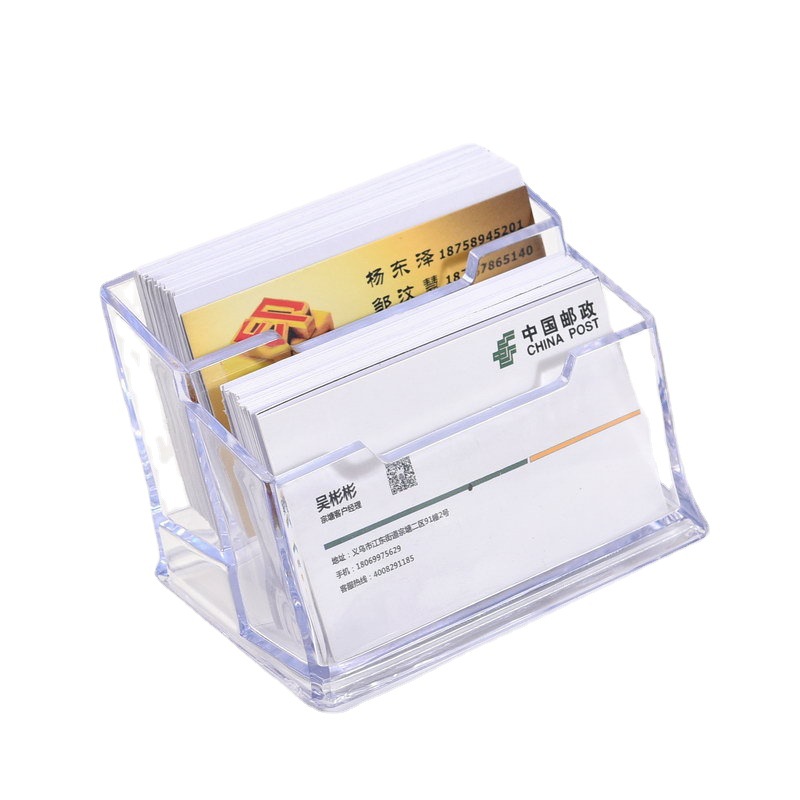 Transparent Plastic Name Card Holder Wholesale Exhibition Business Desktop Business Card Case Double-Layer Transparent Business Card Holder Name Card Holder