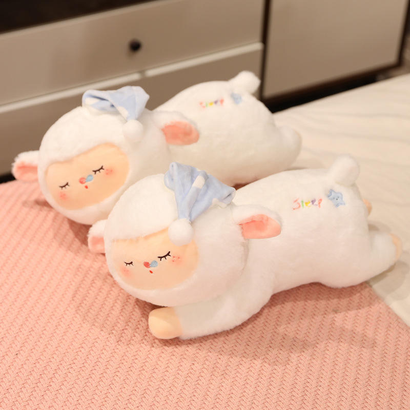 趴款小羊毛绒玩具卡通眯眼瞌睡羊公仔抱枕娃娃儿童玩偶送女生礼物