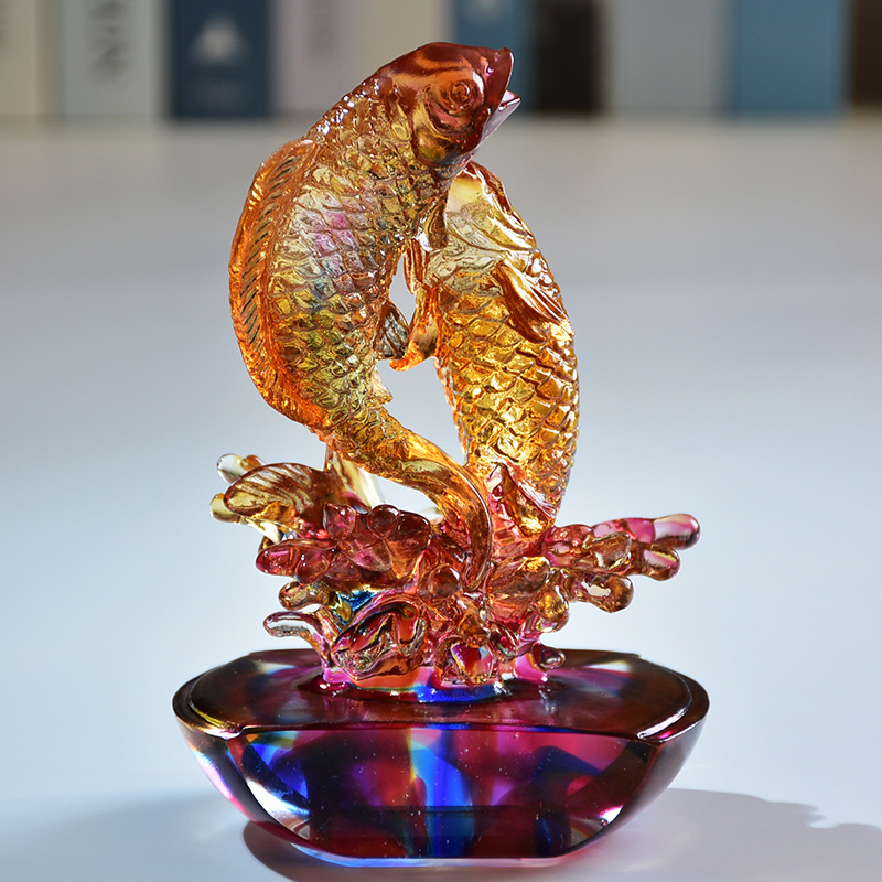 琉璃鱼摆件中式客厅装饰摆放送礼朋友开店开业开张大吉招财工艺品