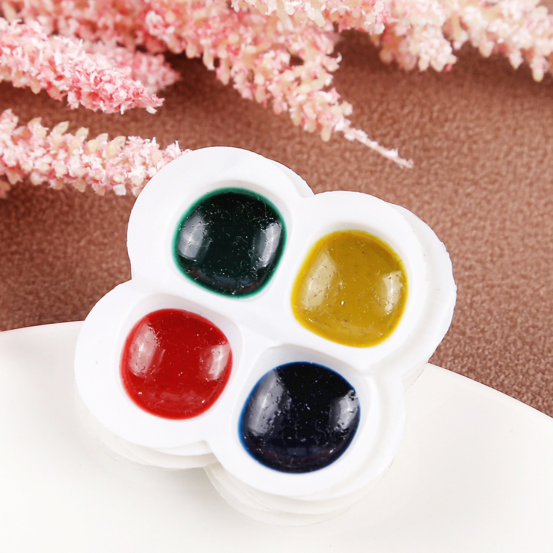 4-Color Semi-Dry Gouache Painting Children's Dye Solid Watercolor Plum-Shaped Acrylic 6-Color Art Paint Bubble Shell New Product