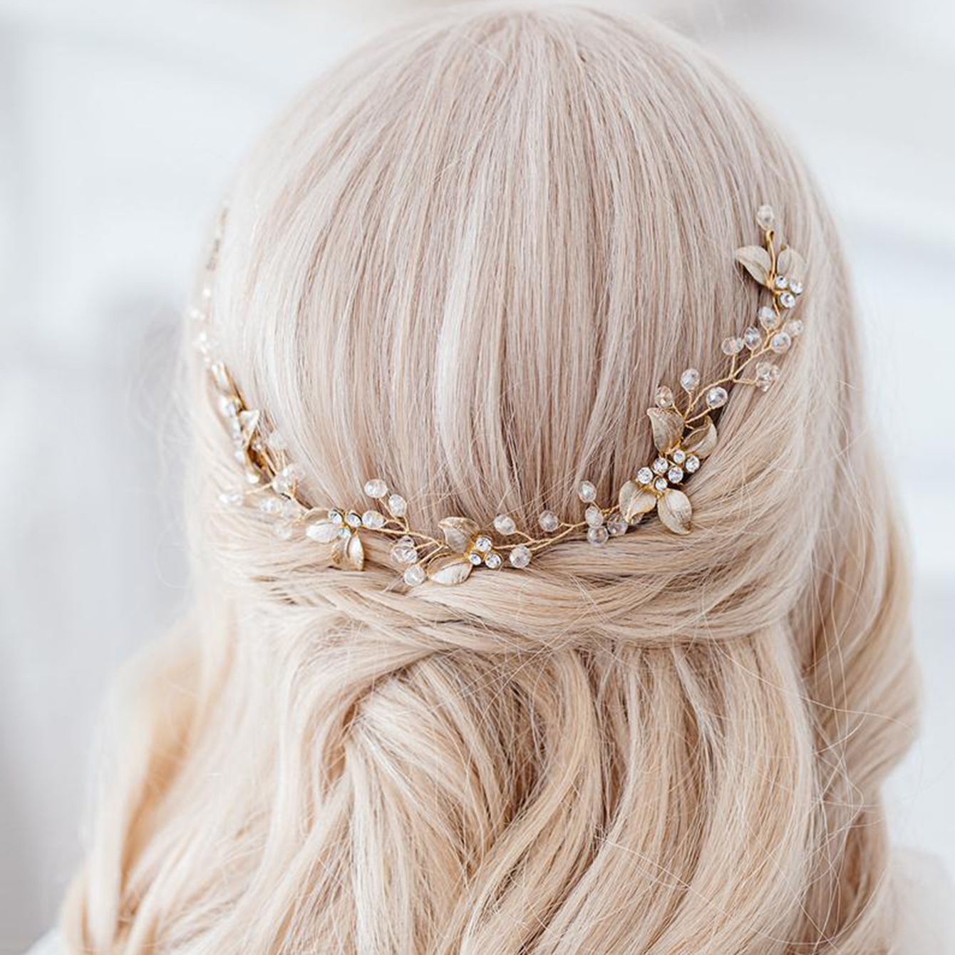 new european and american bride hair accessories mailang handmade golden twisted flower hair comb headdress bride hair braiding side hair comb
