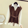 2023 spring and autumn Frenum Waist Vest shirt suit lady V. Sleeveless knitting shirt waistcoat vest
