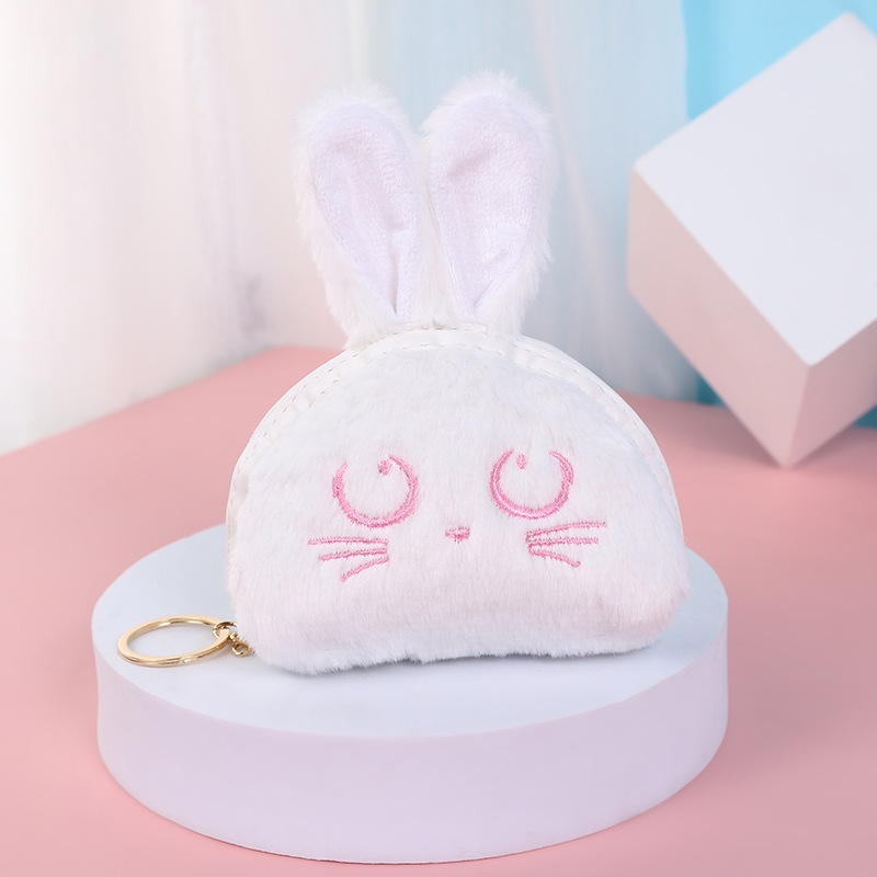 Japanese Cute Rabbit Plush Pouch Women's Korean-Style Cartoon Student Portable Hand Bell Travel Storage Ugly and Cute Coin Purse