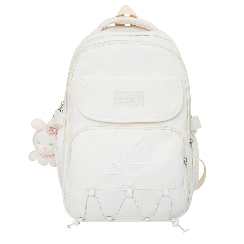 2023 New Korean Harajuku Style Student Schoolbag Contrast Color Embroidery Fashion Nylon Cute Backpack Lightweight Backpack