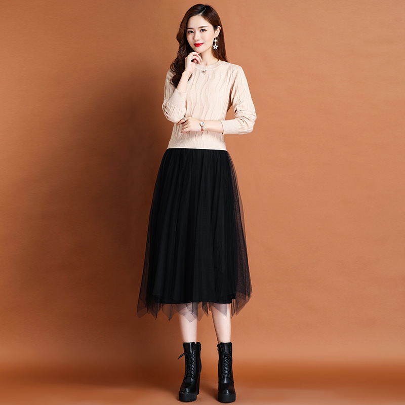 秋冬季2024年新款针织连衣裙显瘦宽松内搭女长袖打底女士毛衣裙