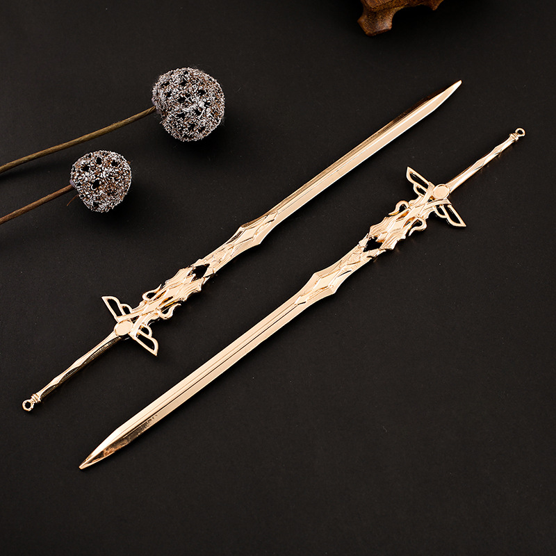 英亿饰品 合金电泳保色 diy 剑簪 宝剑发簪 古风头饰 发簪265mm