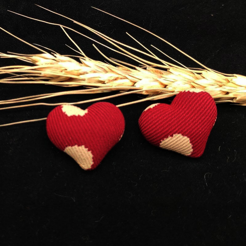 布包爱心扣子 2021流行豹点包布扣 心形平底纽扣 桃心饰品配件