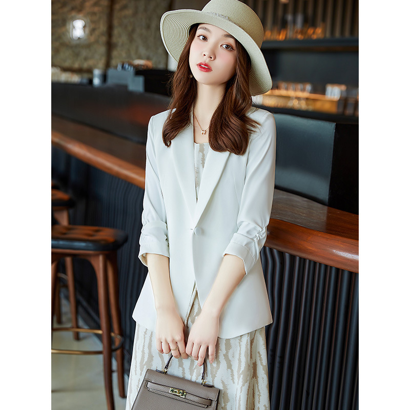 2022春款气质休闲七分袖高档白色女包邮室内裙套装夏季小西装