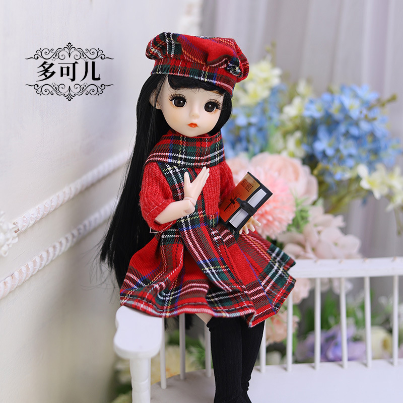 6分30厘米真眼睫毛12寸 芭芘娃娃公主套装换装衣服大礼盒女孩玩具
