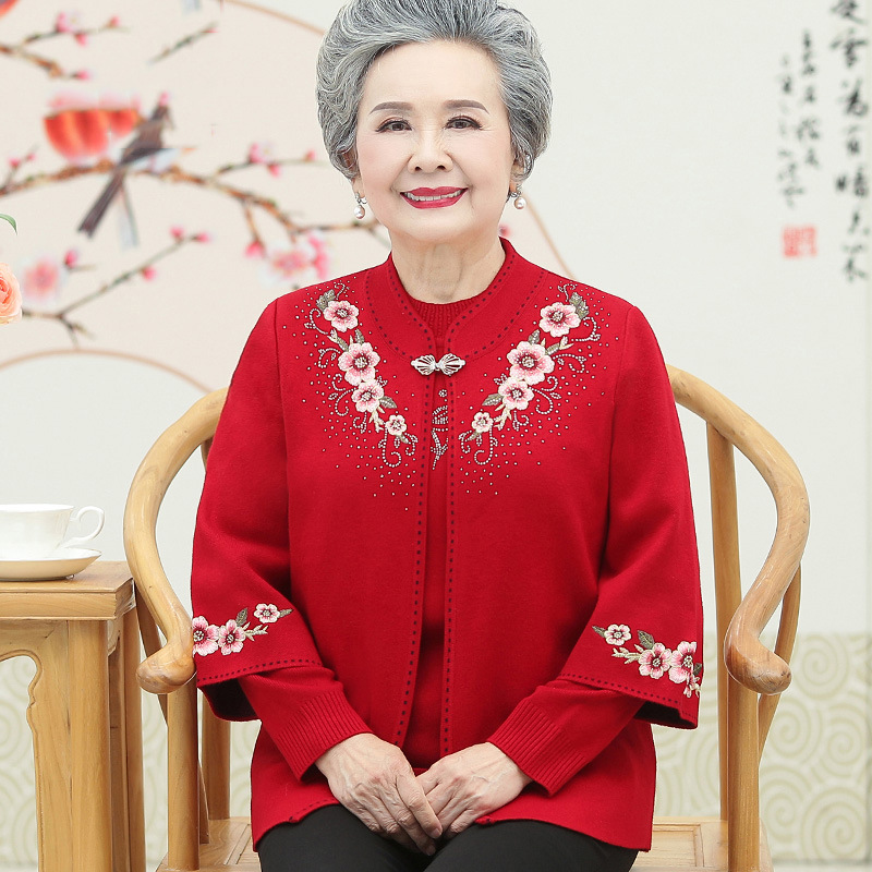 中老年人秋装女装奶奶套装60岁70上衣服老太太春秋外套妈妈80
