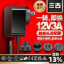 12v3a转换头电源适配器3C/UL/PSE多国认证24v1.5a可换插脚适配器