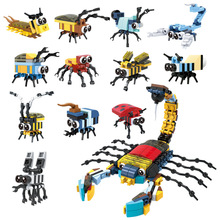 兼容乐高创意小颗粒积木拼装蝎子蜈蚣昆虫动物世界12合1积木玩具