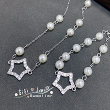 Sisi新款许愿星五角星珍珠项链女水晶元素幸运星锁骨链女工厂直销