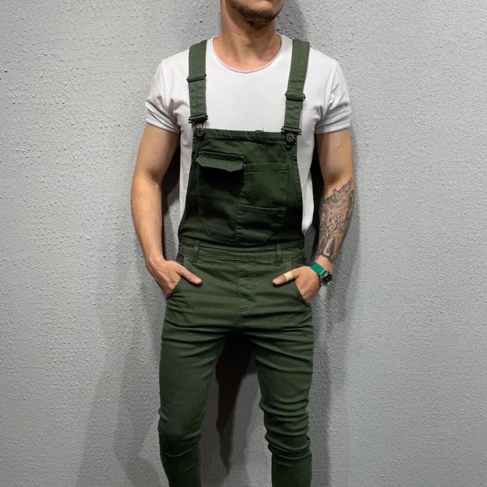 外贸款工装多口袋背带长裤男士休闲修身梭织连体裤wish背带裤男