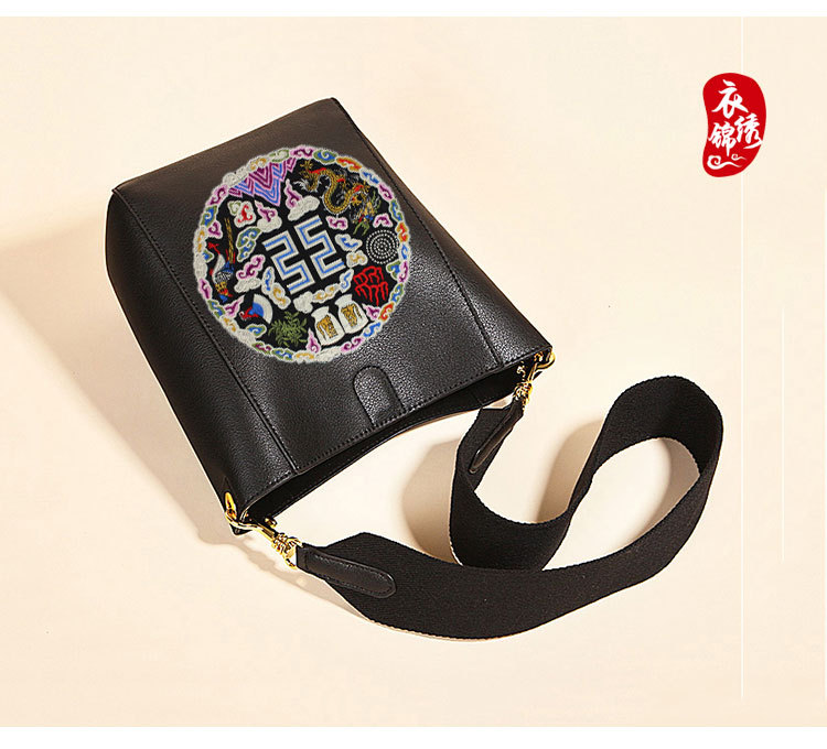 九章纹古风装饰圆形补子民族风图案布贴刺绣绣片补丁贴花中国风