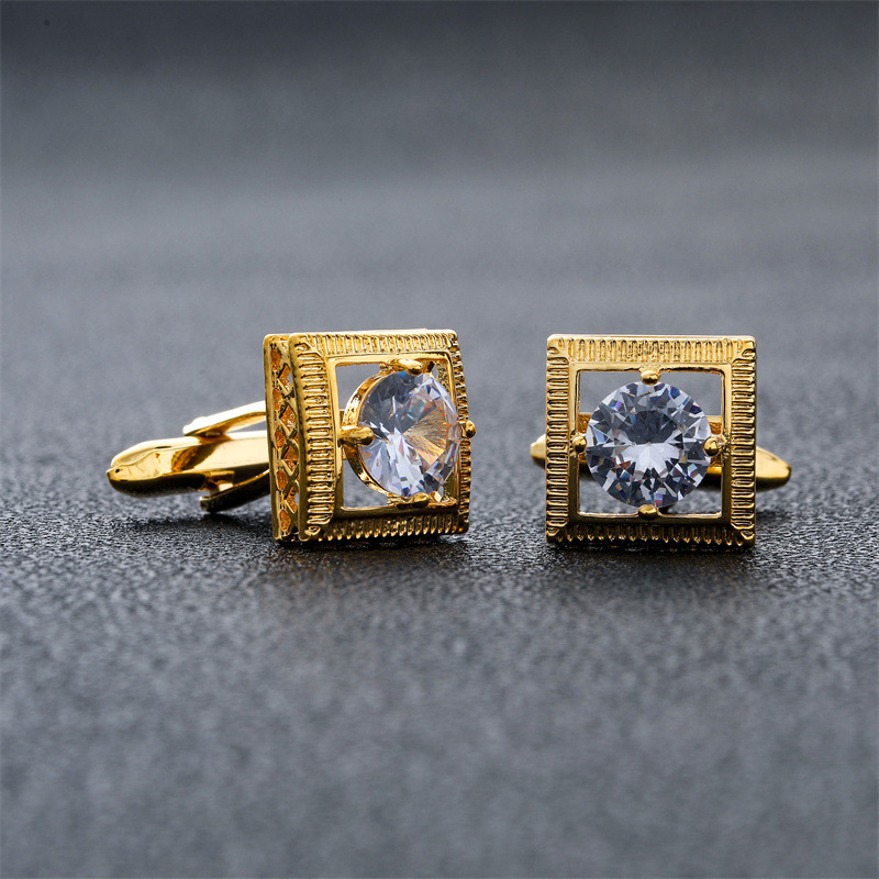 cross-border fashion hot selling square crystal zircon cufflink french style shirt men‘s cuff polo temperament cufflinks