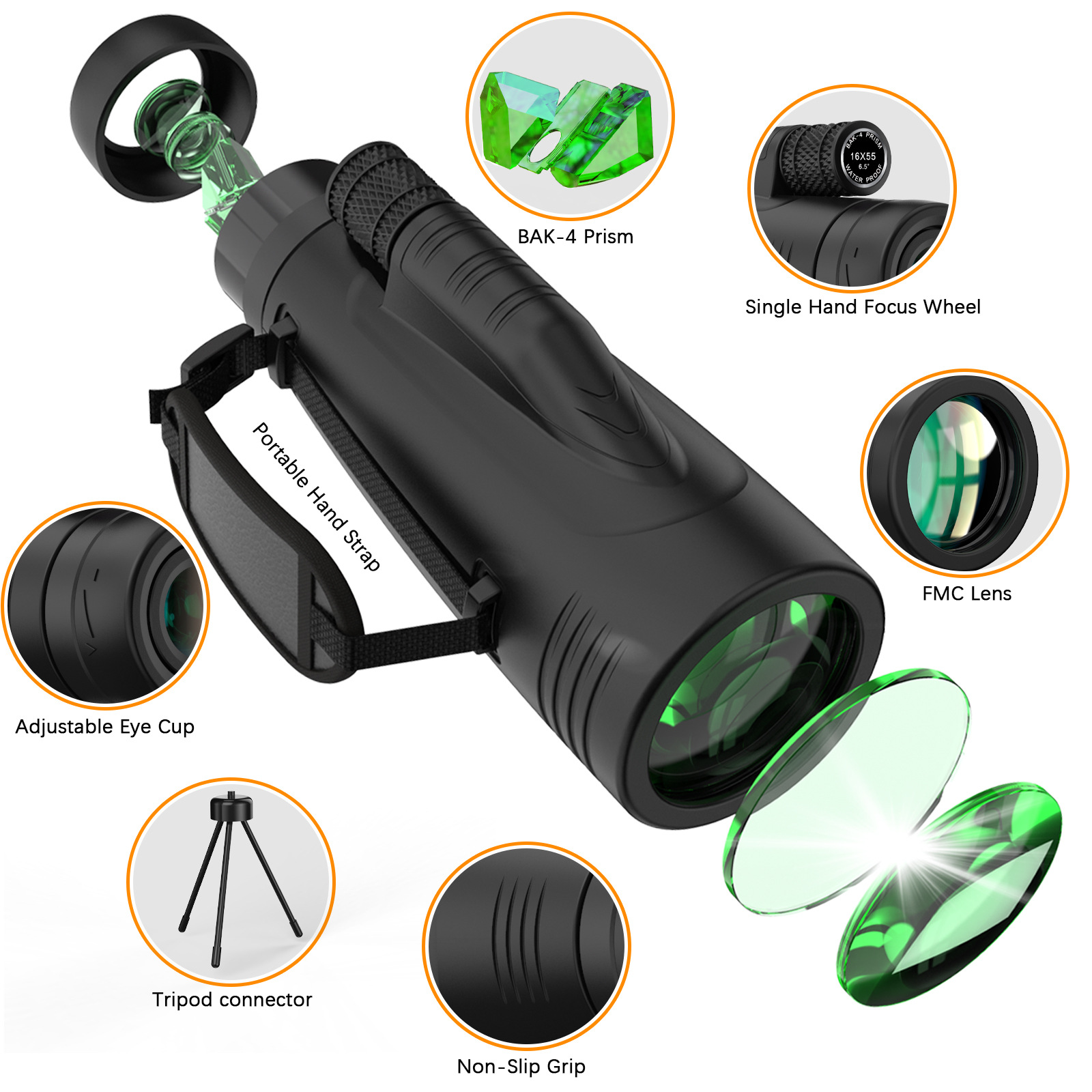 suncore舜光10x50/12x50花雕单筒望远镜高倍高清